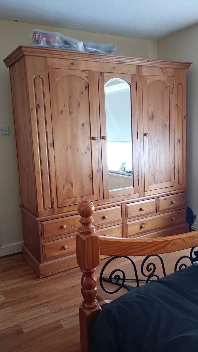 Large 3-door Solid Wood Wardrobe for Sale - Image 1