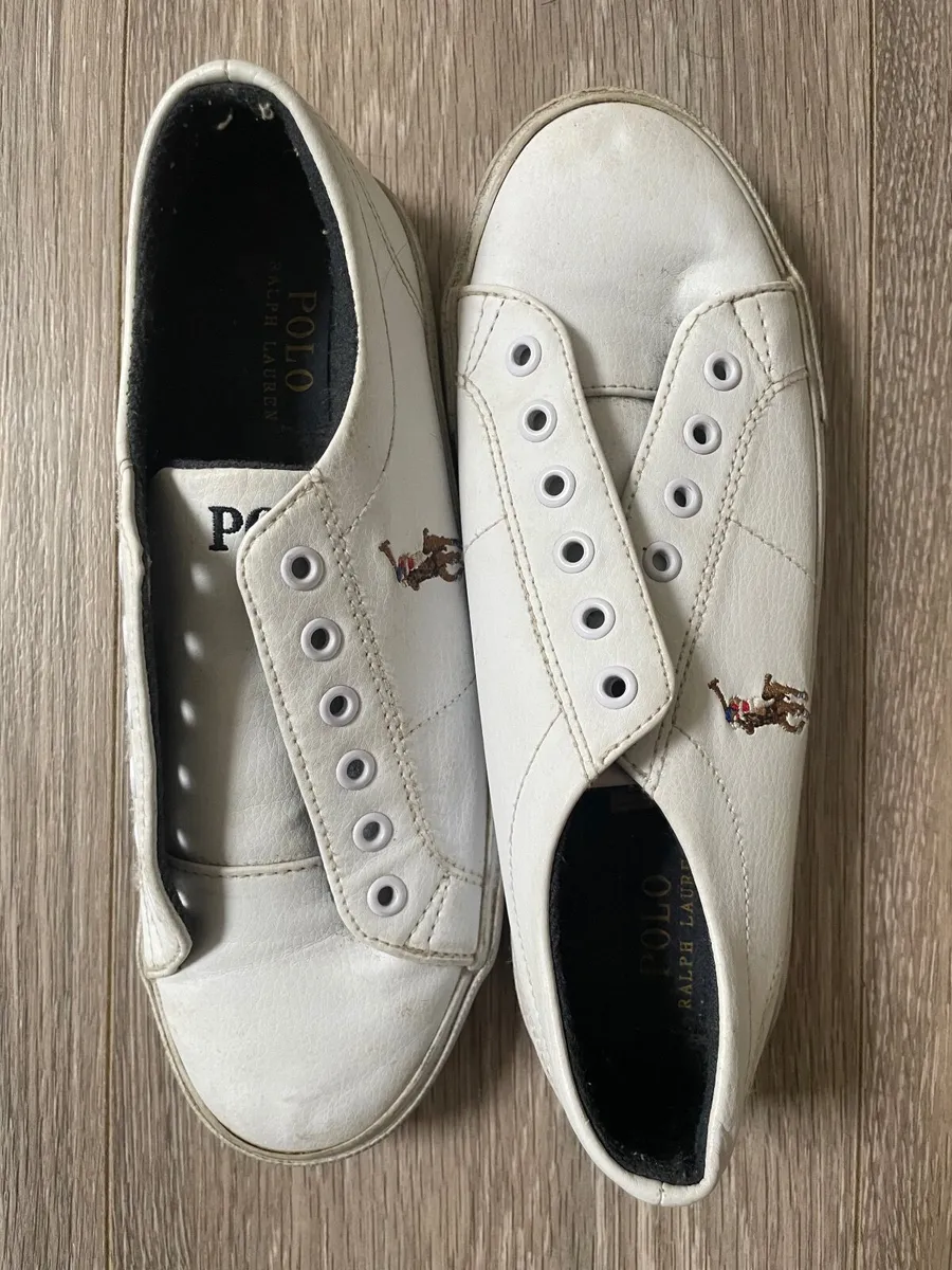 White Polo Ralph Lauren trainers feature a signatu - Image 3