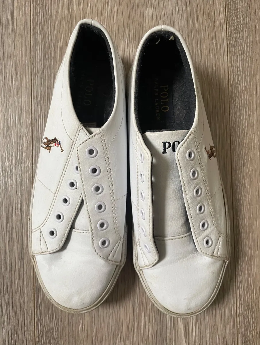 White Polo Ralph Lauren trainers feature a signatu - Image 2