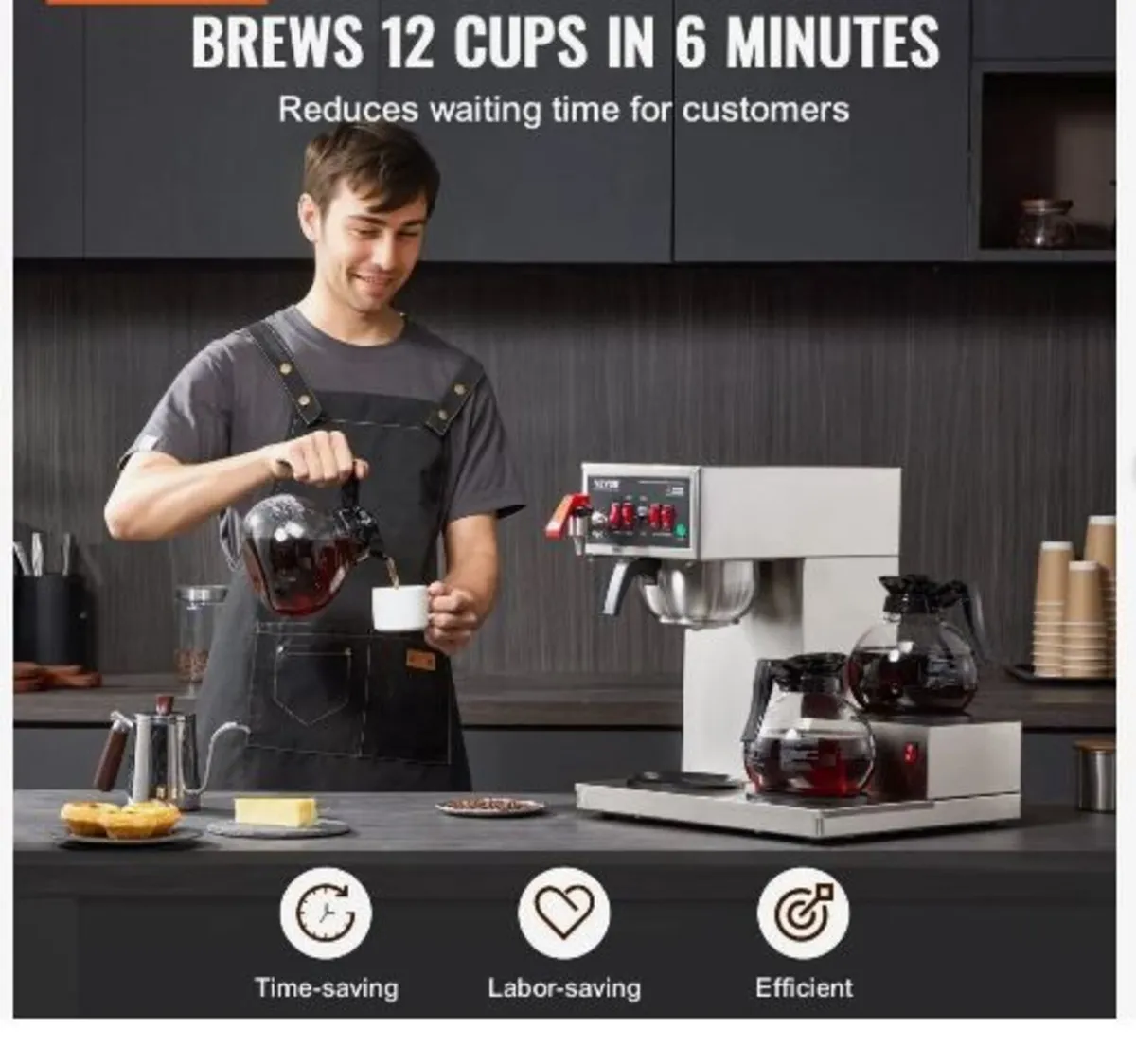 12 Cups Commercial Drip Coffee Maker - Image 2