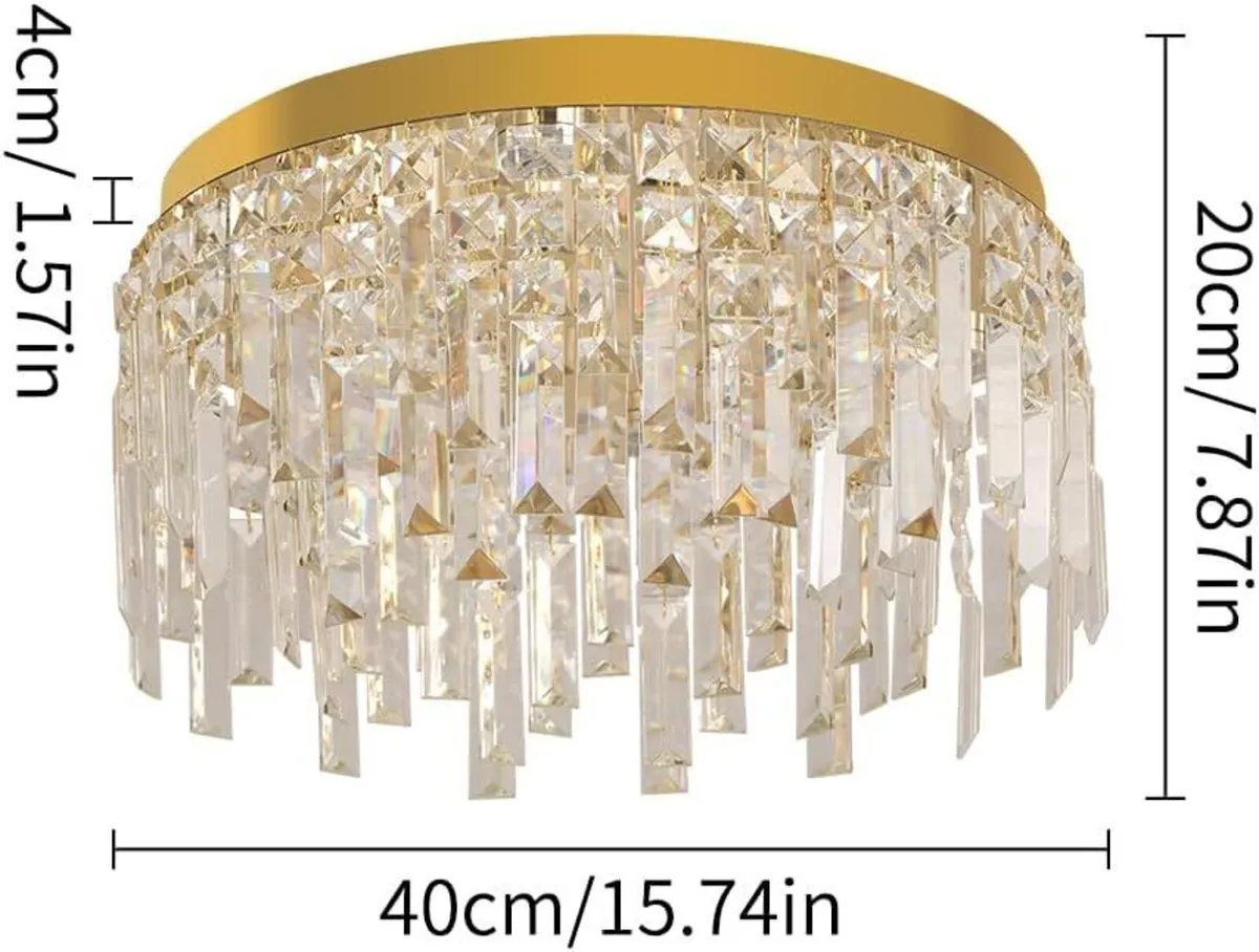 Crystal Chandeliers for Dining Room Gold Round - Image 2
