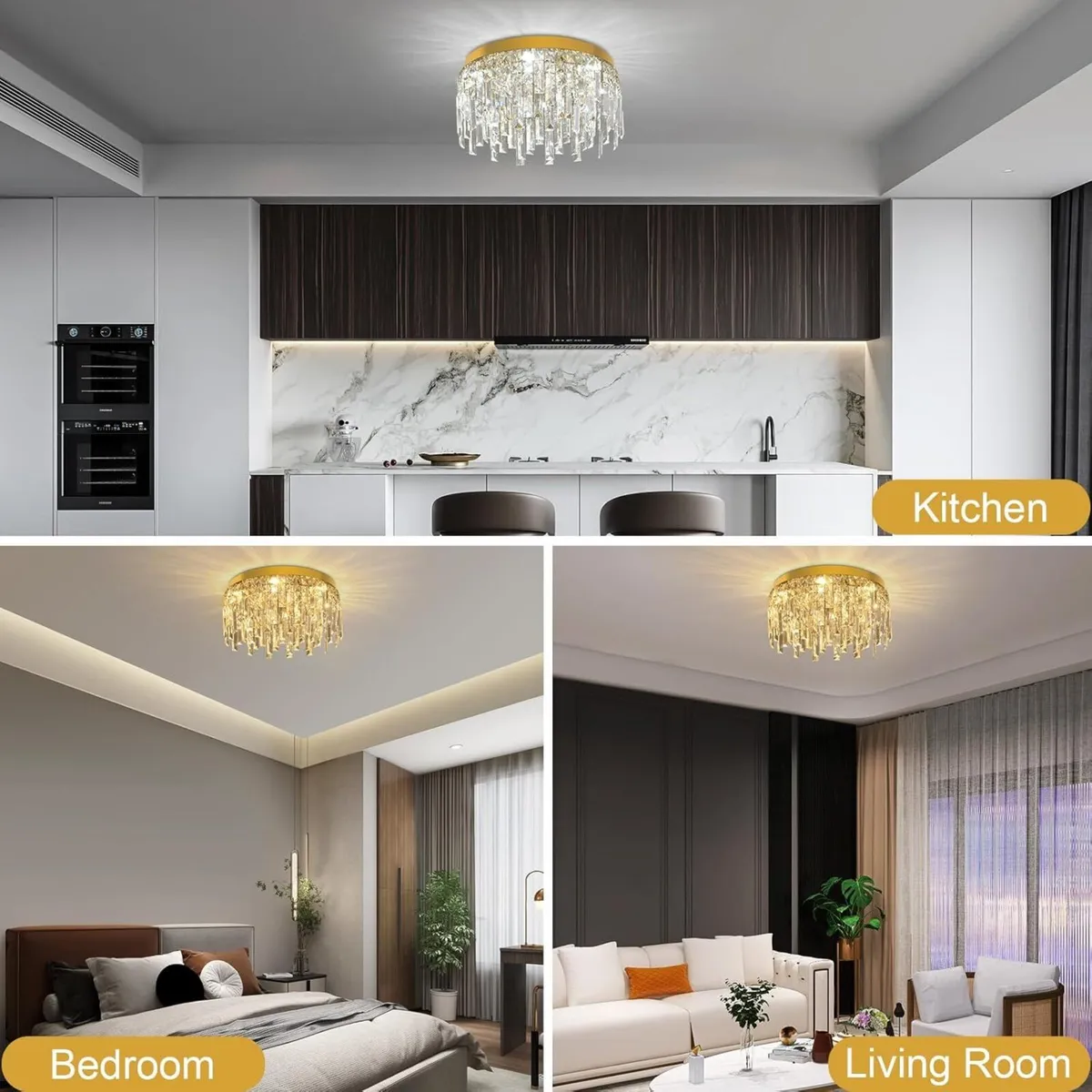 Crystal Chandeliers for Dining Room Gold Round - Image 4