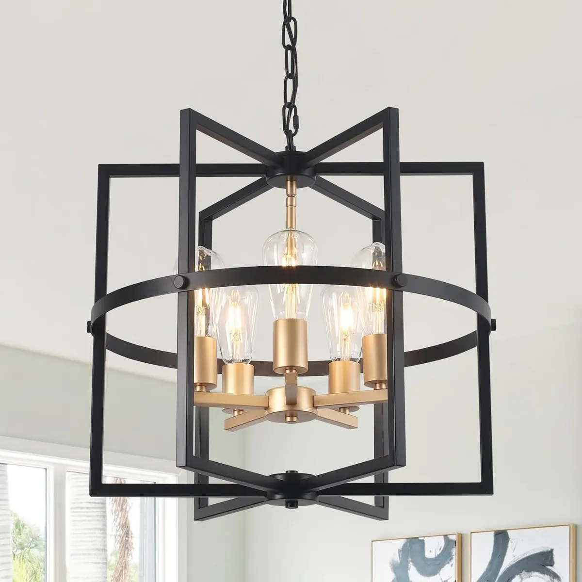 5-Lights Black and Gold Pendant Ceiling Light - Image 1