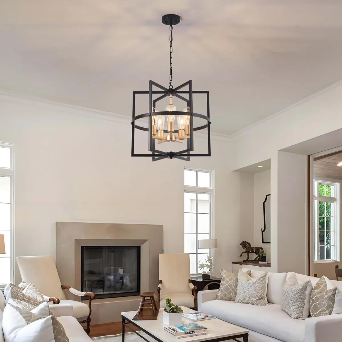 5-Lights Black and Gold Pendant Ceiling Light - Image 2