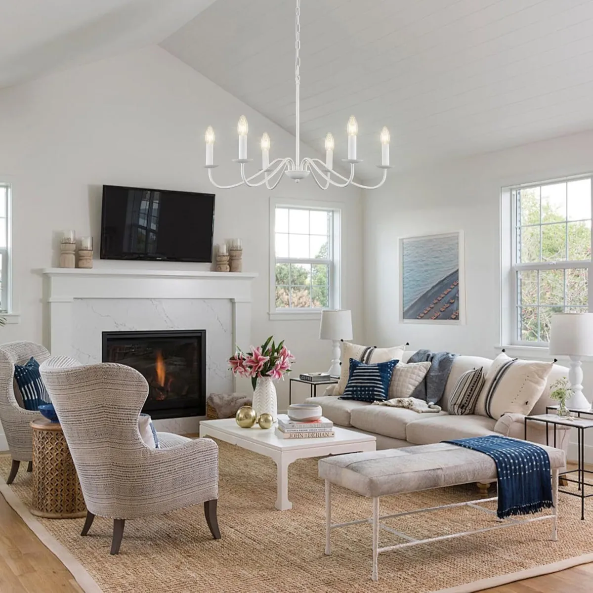 White Chandeliers Ceiling Lights Living Room 6 - Image 2