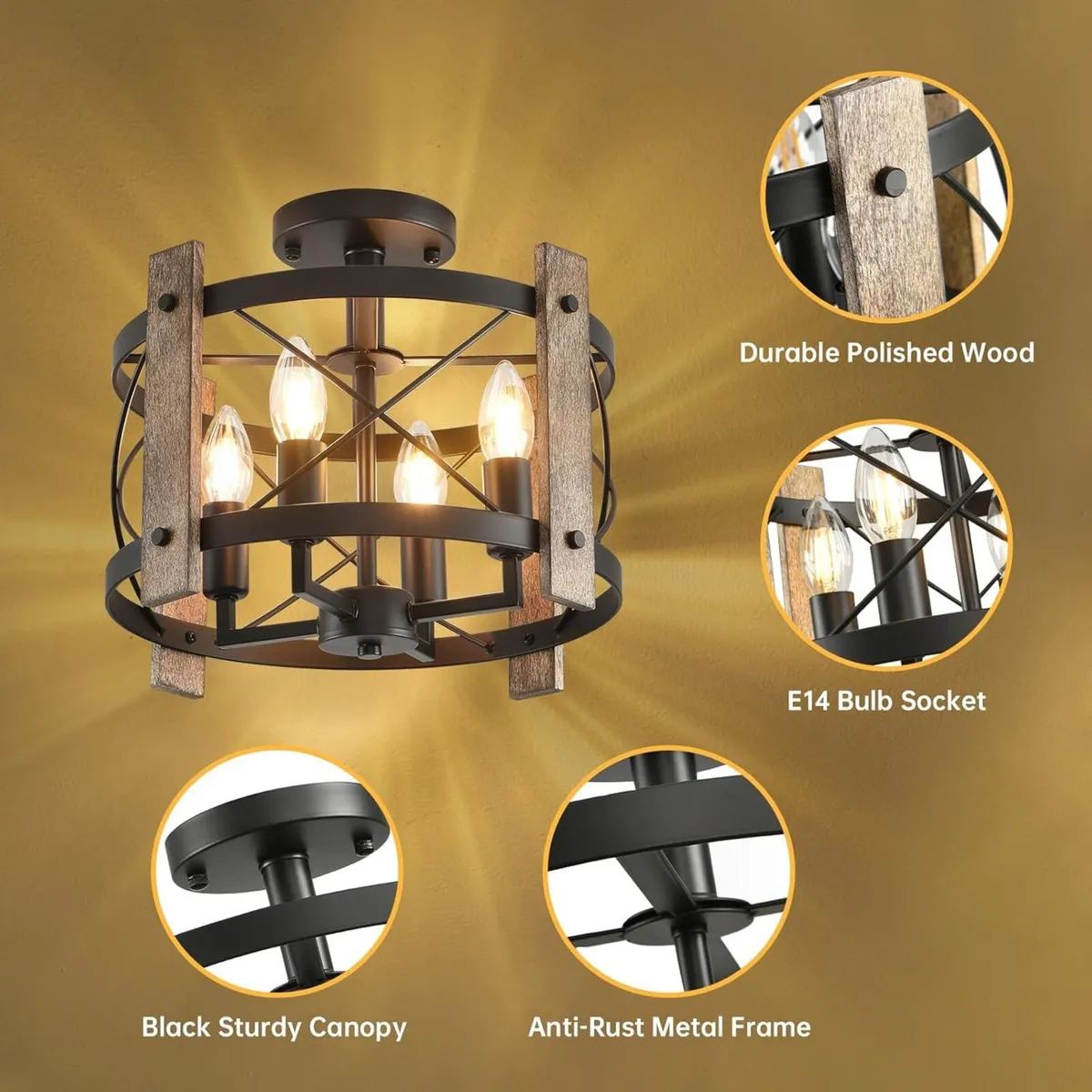 Black Chandelier Industrial Ceiling Lights 4 - Image 3