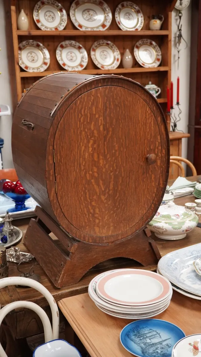 Vintage Barrel-Style Mini Bar Cabinet - Image 2