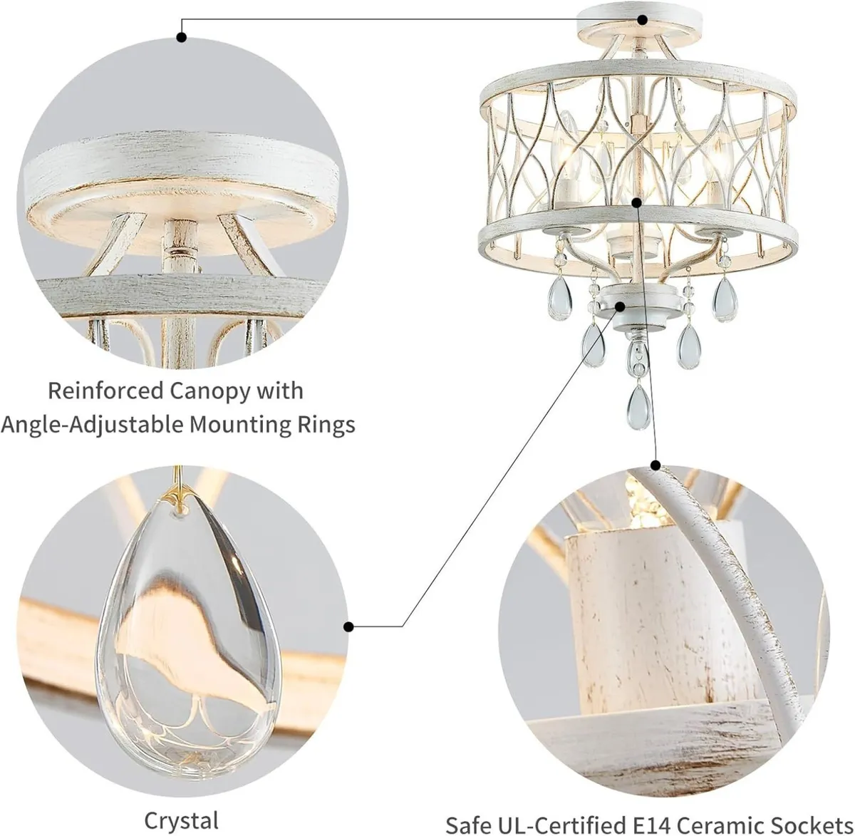 Chandelier 3-Light Vintage Farmhouse Industrial - Image 3