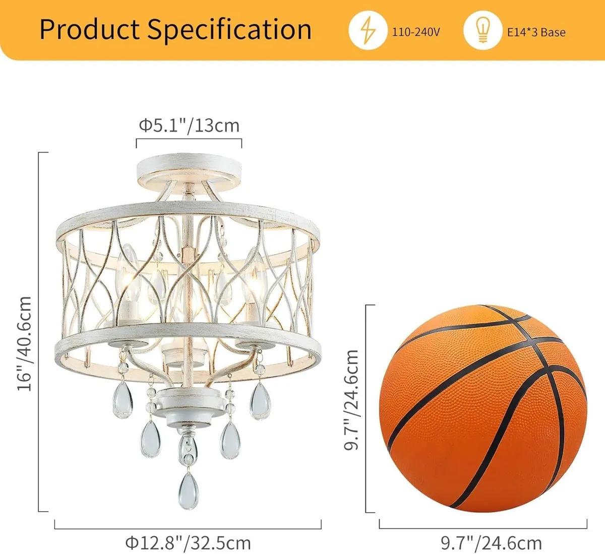 Chandelier 3-Light Vintage Farmhouse Industrial - Image 2