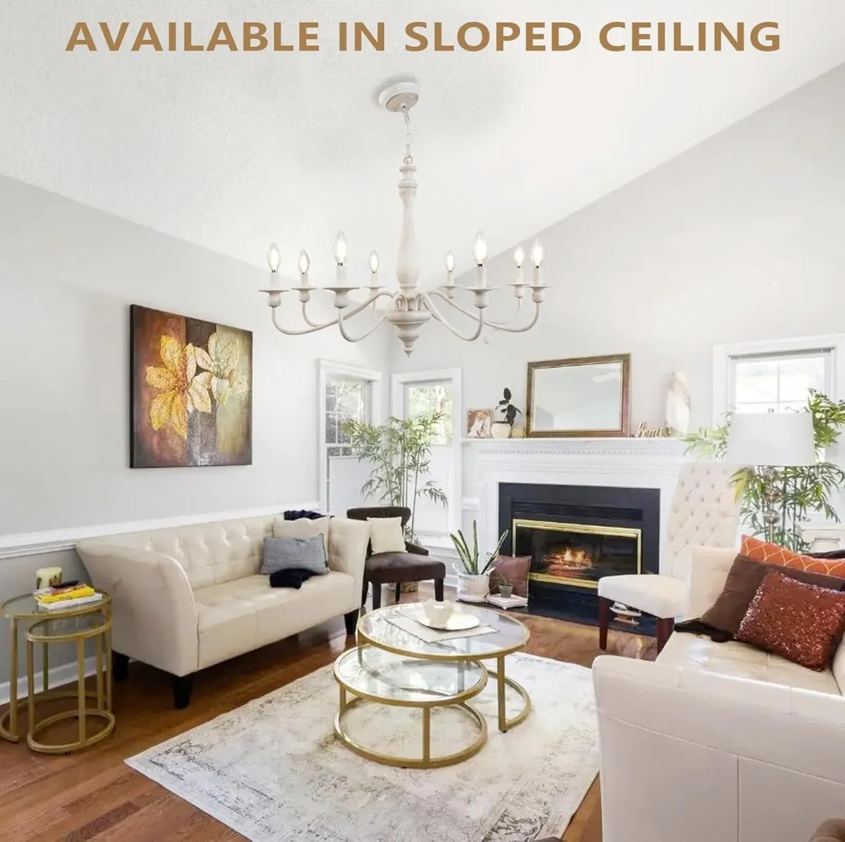 8 Lights Vintage White Chandelier Farmhouse Metal - Image 4