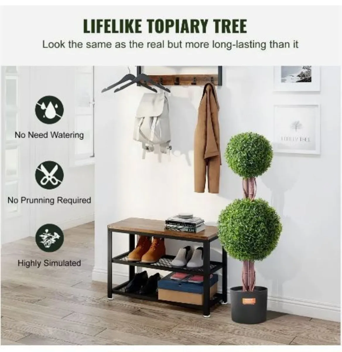 Artificial Boxwood Topiary Tree, 36 inch - Image 2