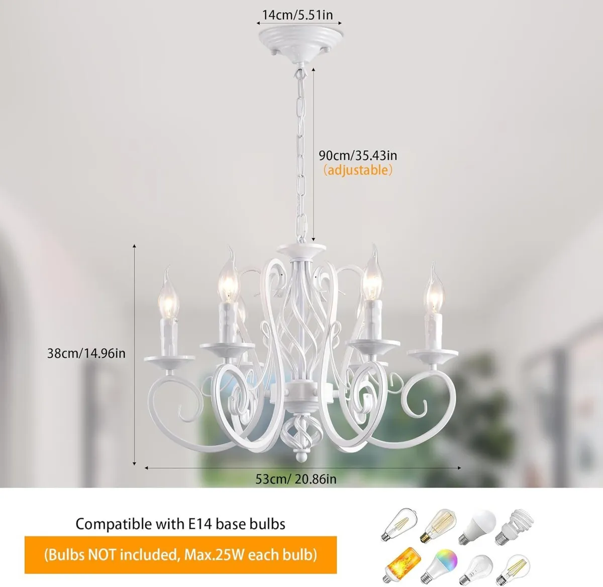 Rustic French Country Chandelier Farmhouse Candle - Image 2