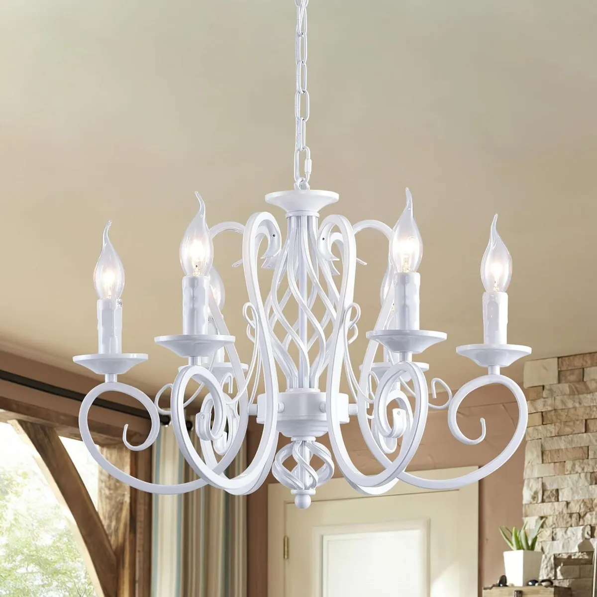 Rustic French Country Chandelier Farmhouse Candle - Image 1