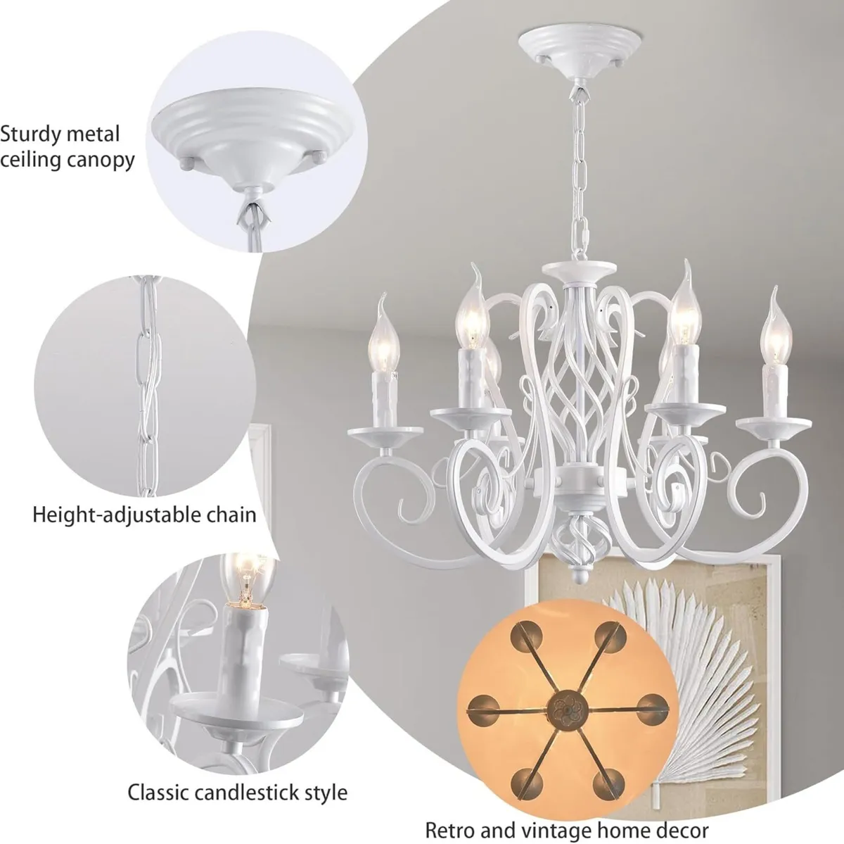 Rustic French Country Chandelier Farmhouse Candle - Image 3