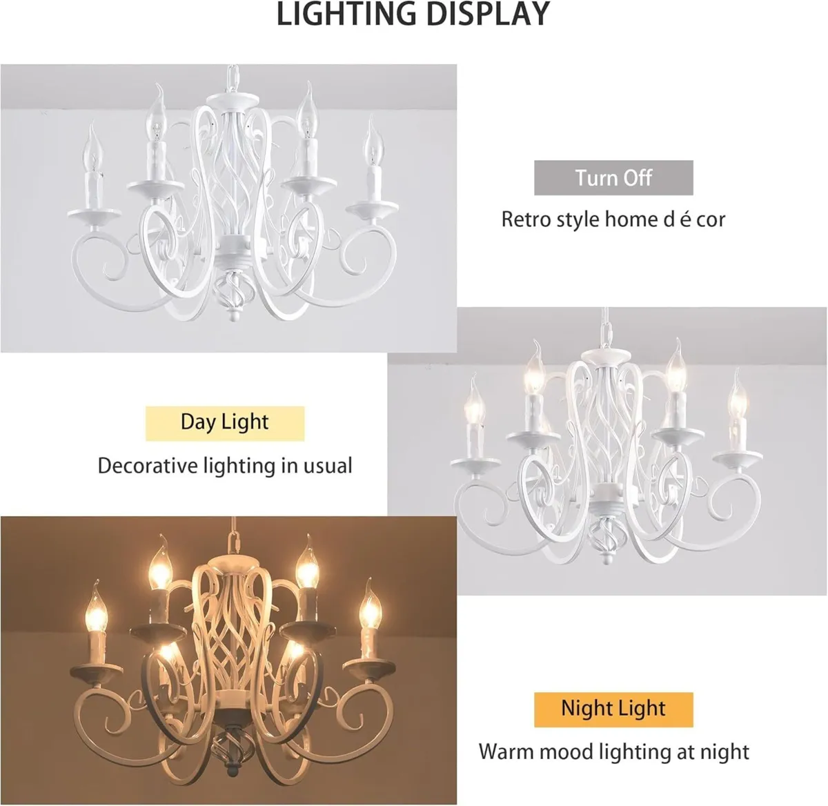 Rustic French Country Chandelier Farmhouse Candle - Image 4