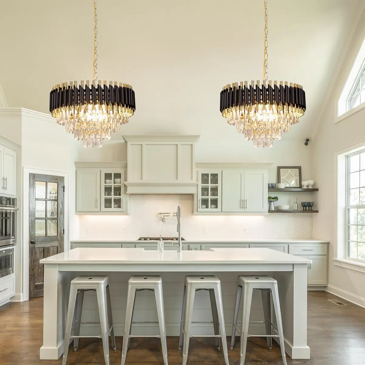 Modern Crystal Chandelier 20 Black and Gold - Image 2