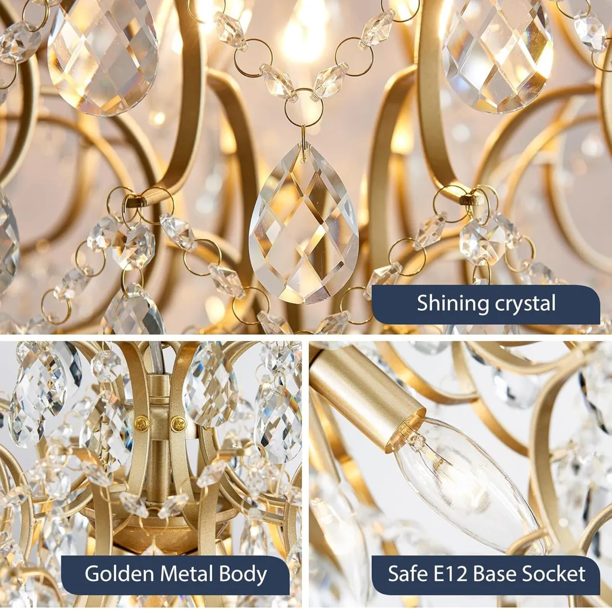 Gold Modern Pendant Chandelier Crystal Raindrop - Image 4