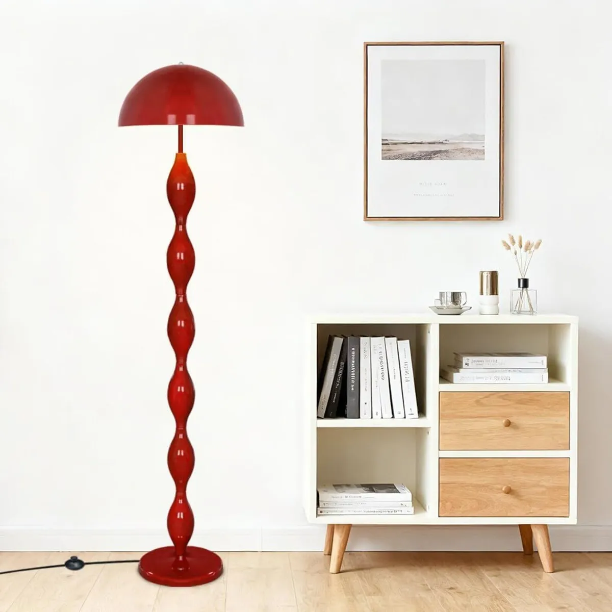 Red Mushroom Lamp Vintage Floor Light for Living - Image 1
