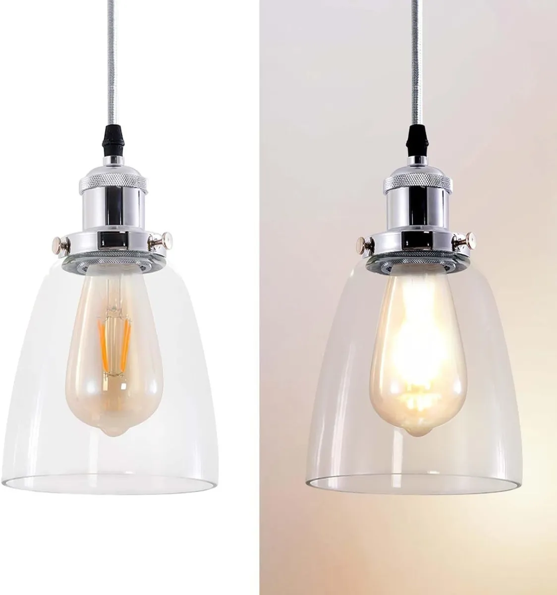3 Way Glass Pendant Light Fitting with Clear - Image 4