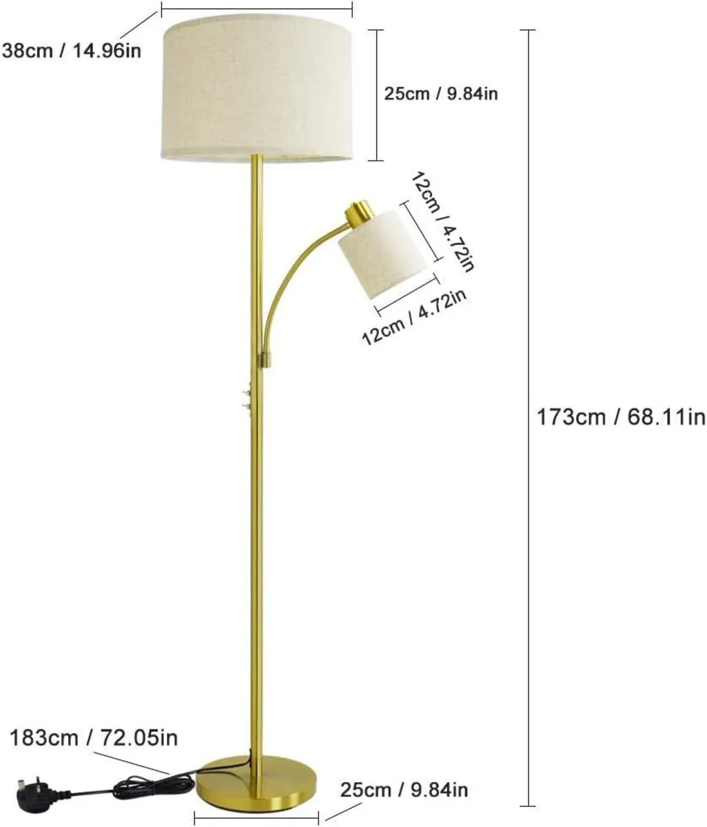 2 Head Parent and Child Floor Reading Lamp 3000k - Image 3