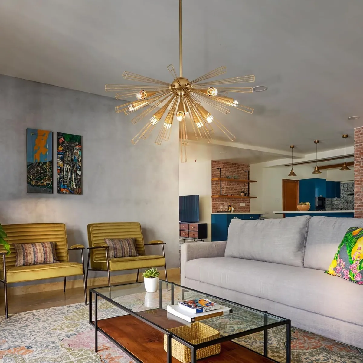 Sputnik Chandelier Light Modern Gold Pendant Lamp - Image 4