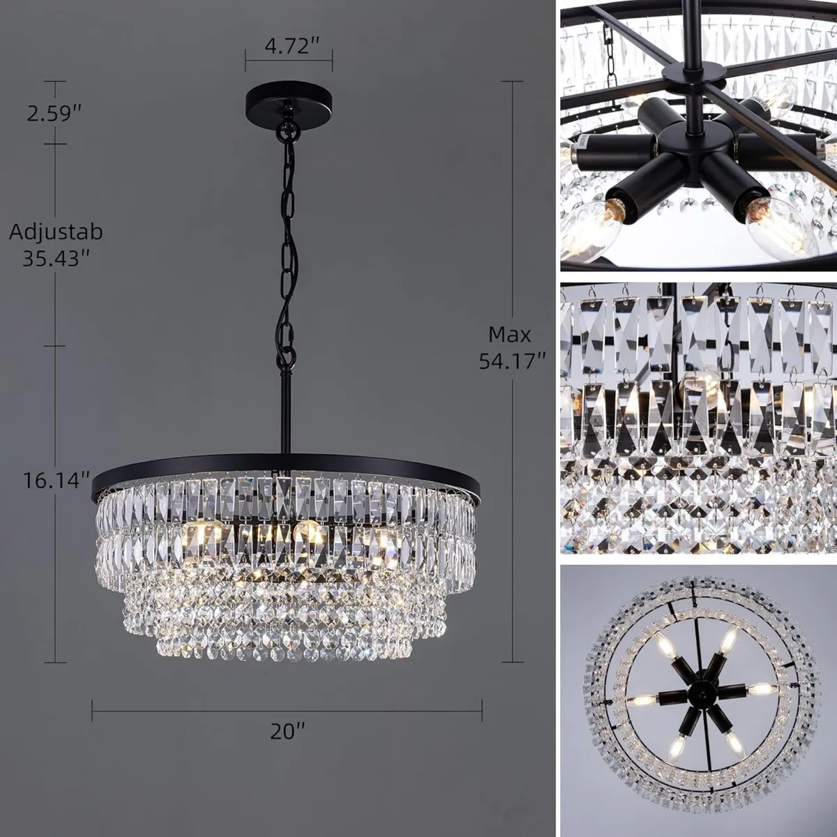 Crystal Chandelier 6-Light Modern Chandeliers for - Image 3