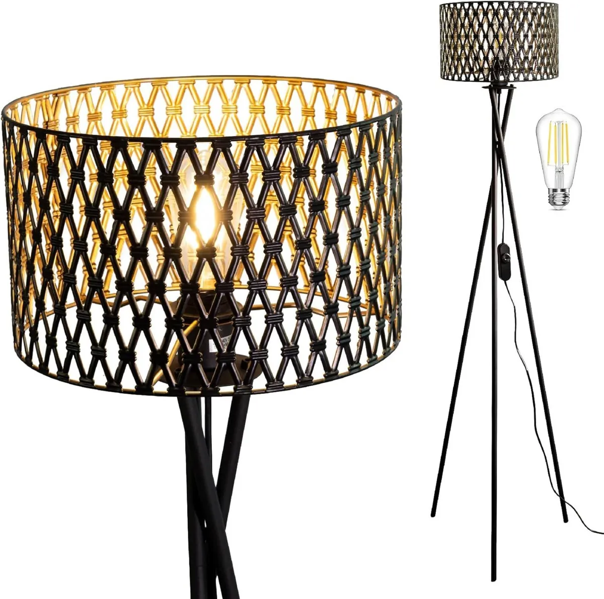Modern Tripod Floor Lamp Decorative Shade Lamps - Image 1