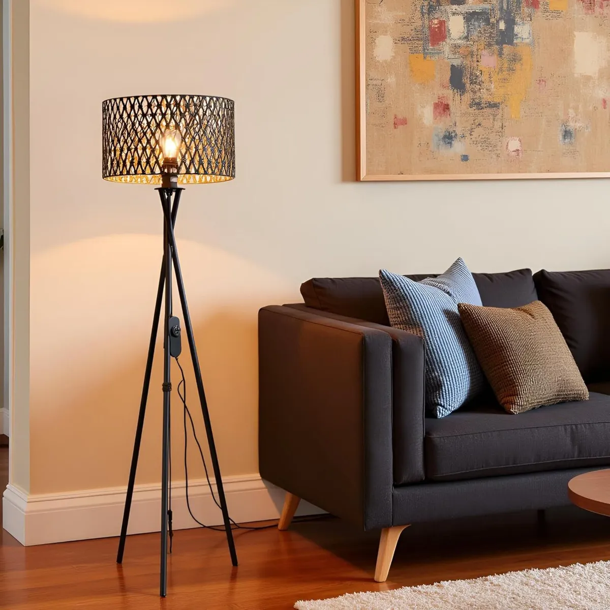 Modern Tripod Floor Lamp Decorative Shade Lamps - Image 2