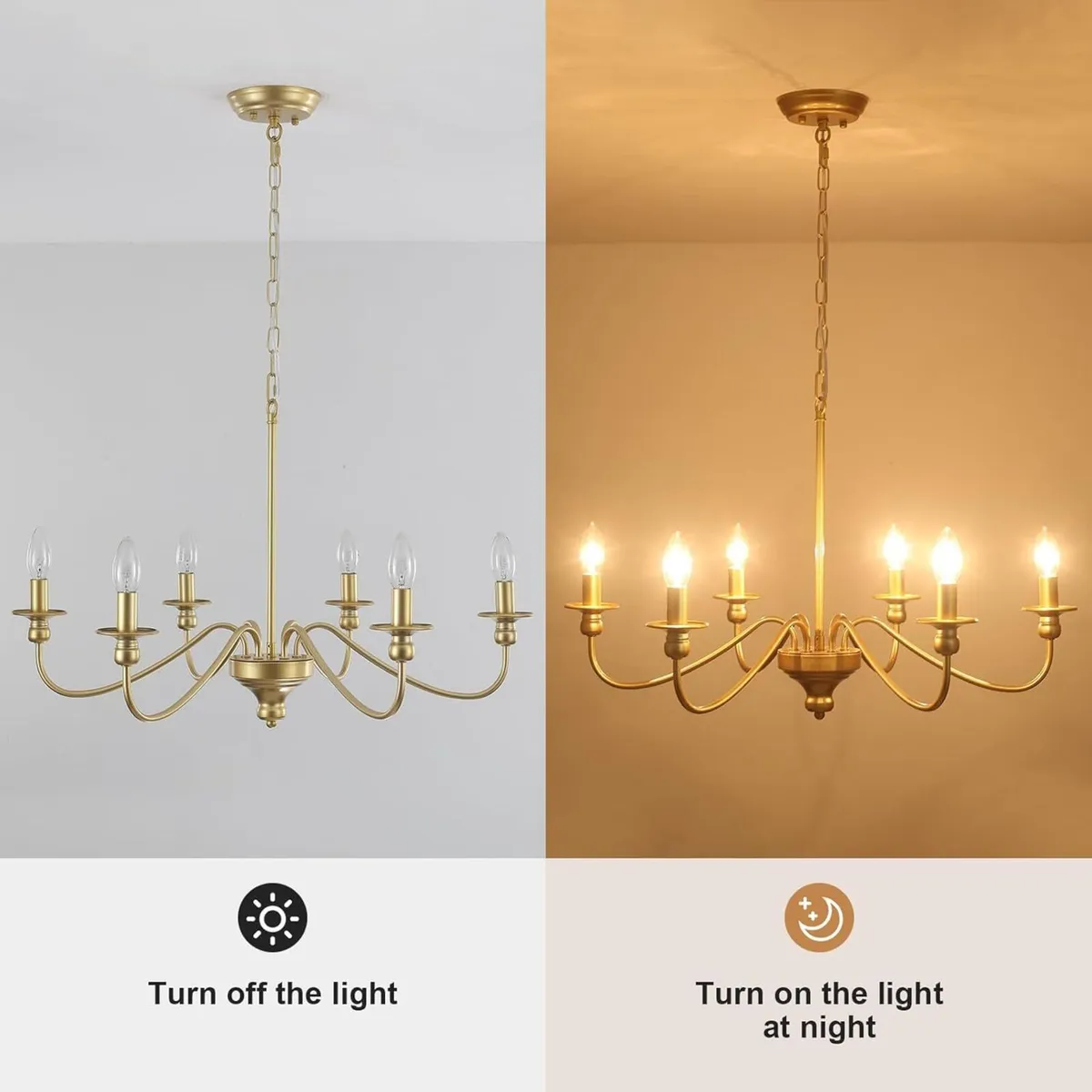 Gold Chandeliers Ceiling Light 6-Light Modern - Image 4