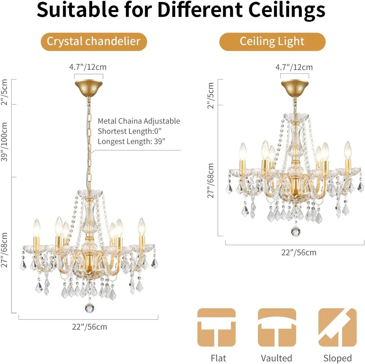 Crystal Candle Chandelier Pendant Flushmount - Image 2