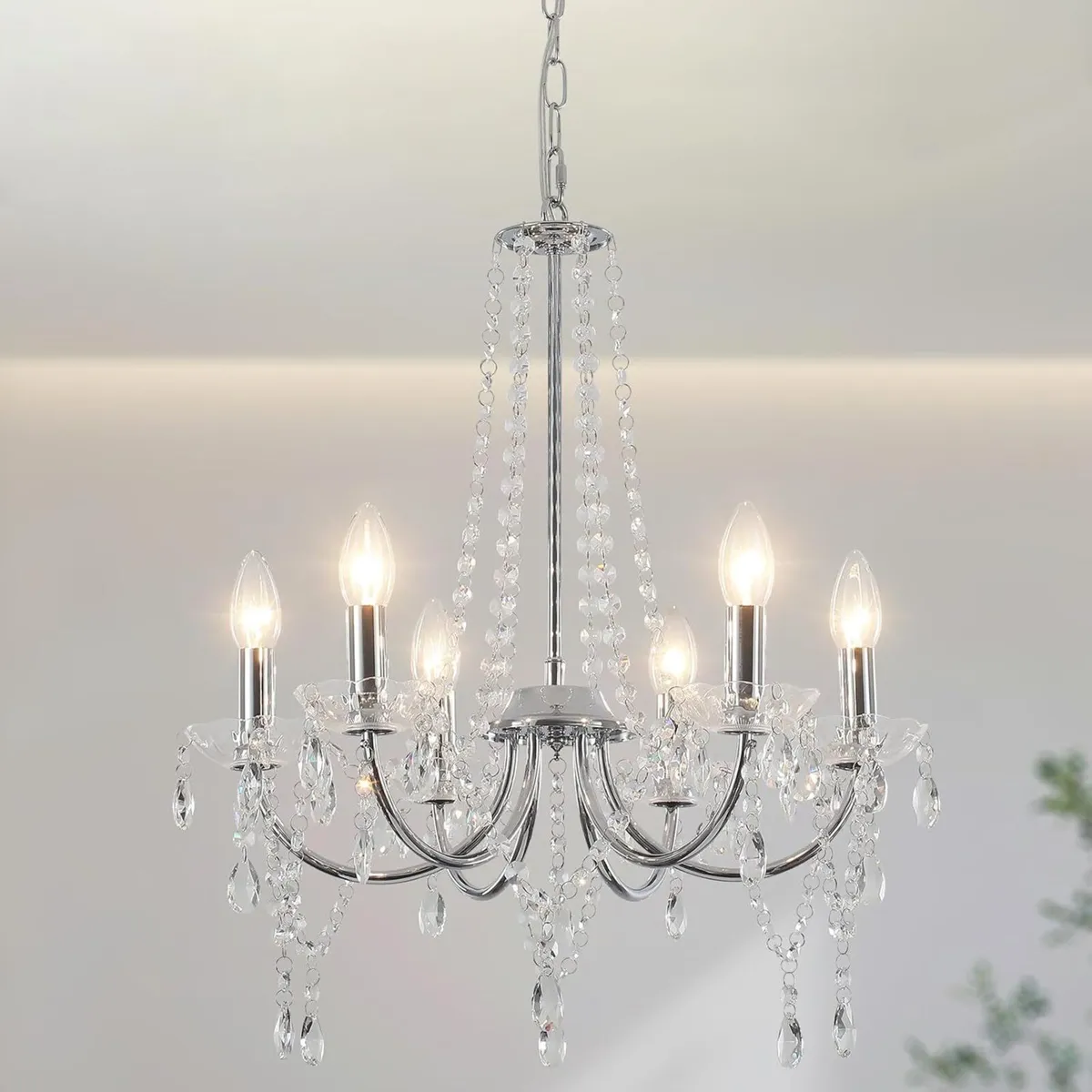 Modern Crystal Chandelier 6 Lights Silver - Image 1