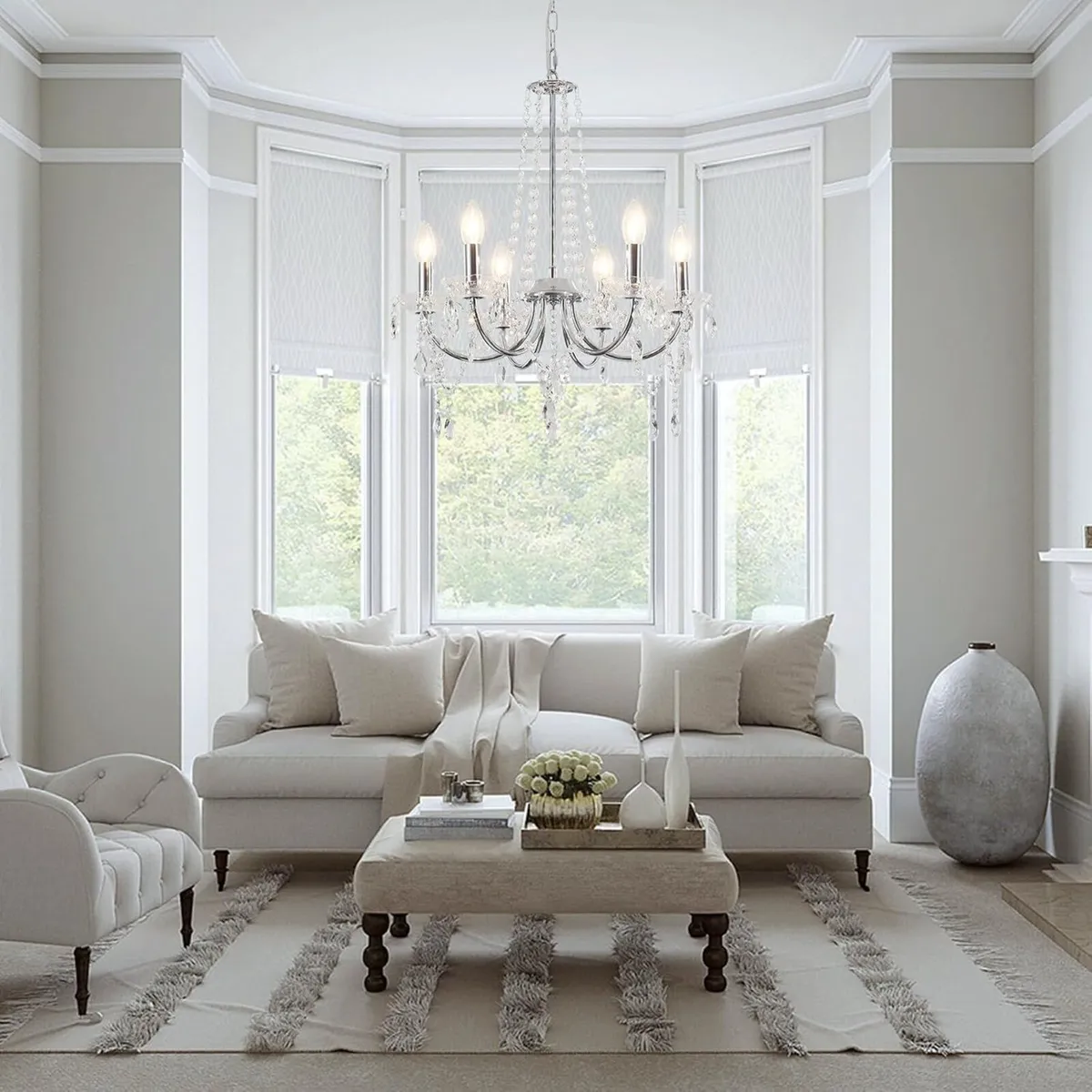 Modern Crystal Chandelier 6 Lights Silver - Image 3