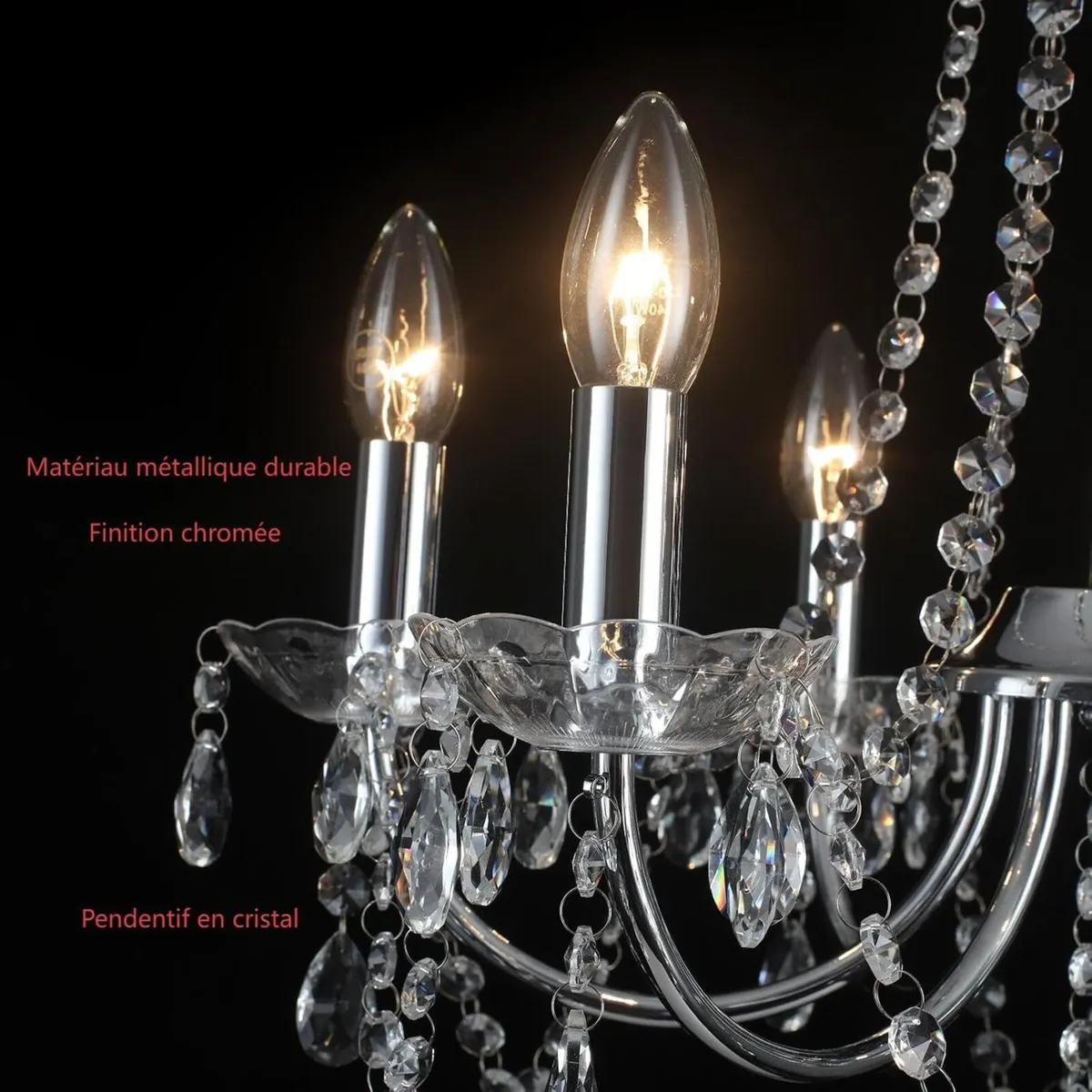 Modern Crystal Chandelier 6 Lights Silver - Image 4