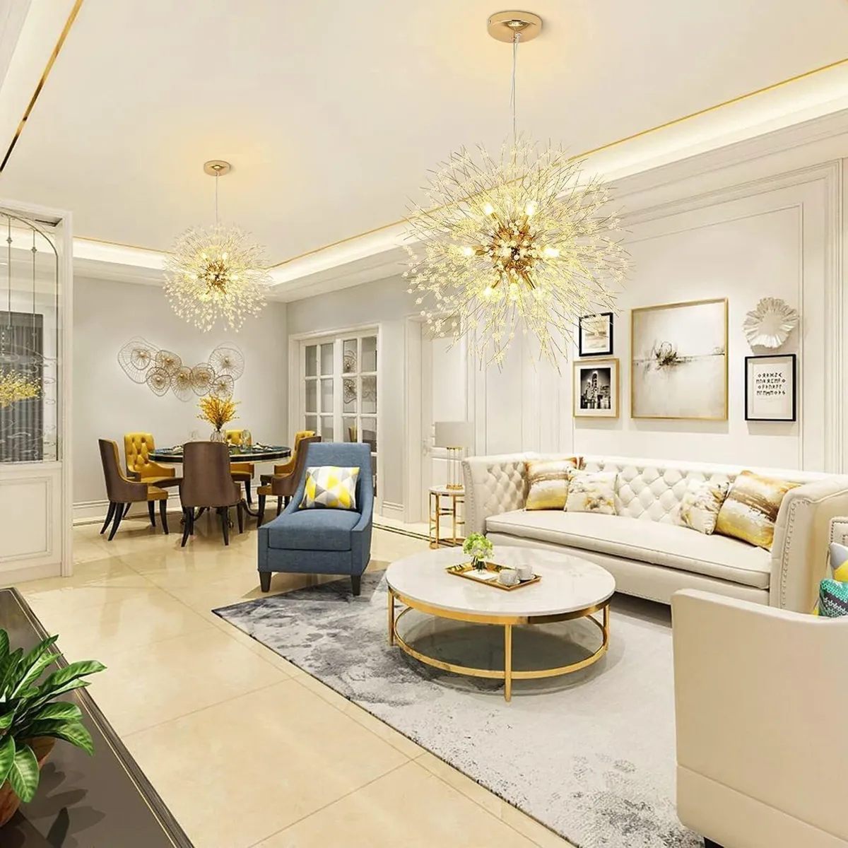 Modern Crystal Dandelion Pendant Light Gold - Image 2