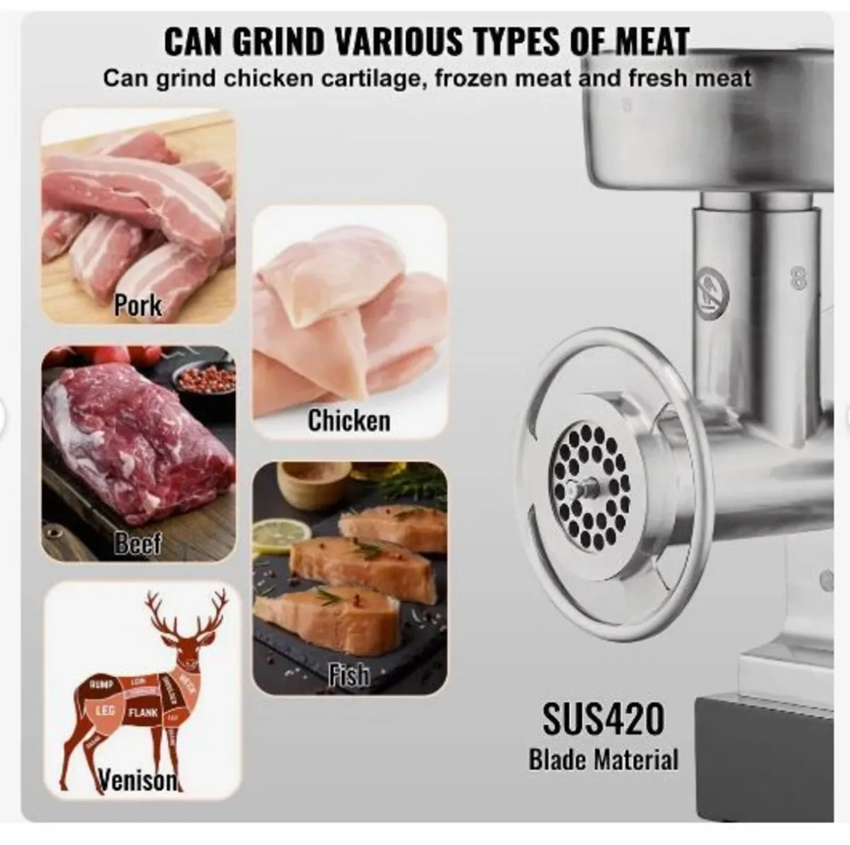 Meat Grinder, 6 Lbs/Min Capacity Electric Meat - Image 2