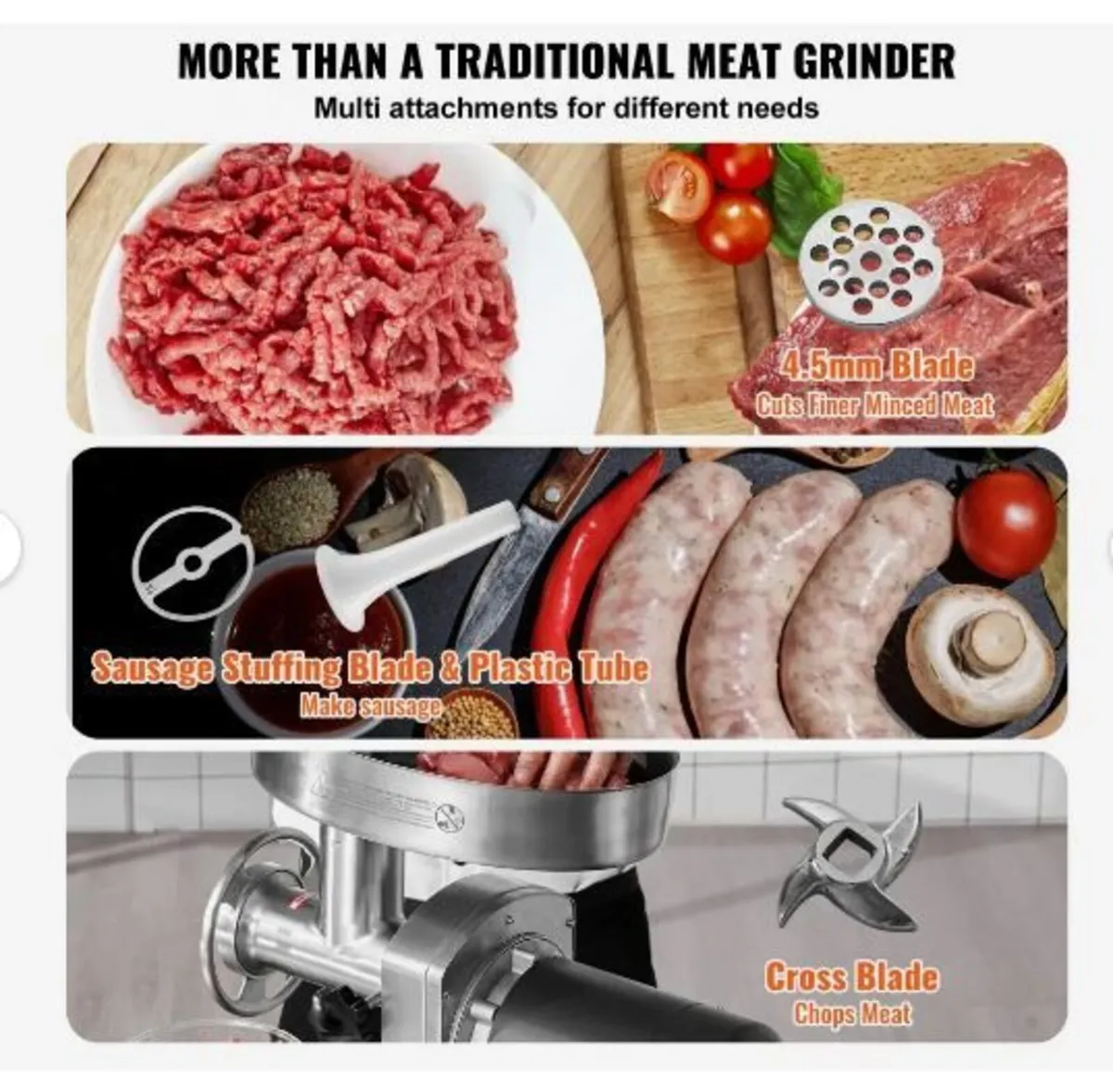 Meat Grinder, 6 Lbs/Min Capacity Electric Meat - Image 4