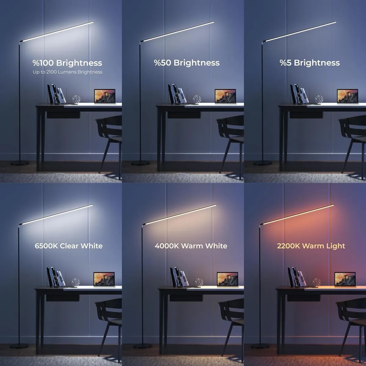 LED Floor Lamp Dimmable Standing with Remote - Image 3