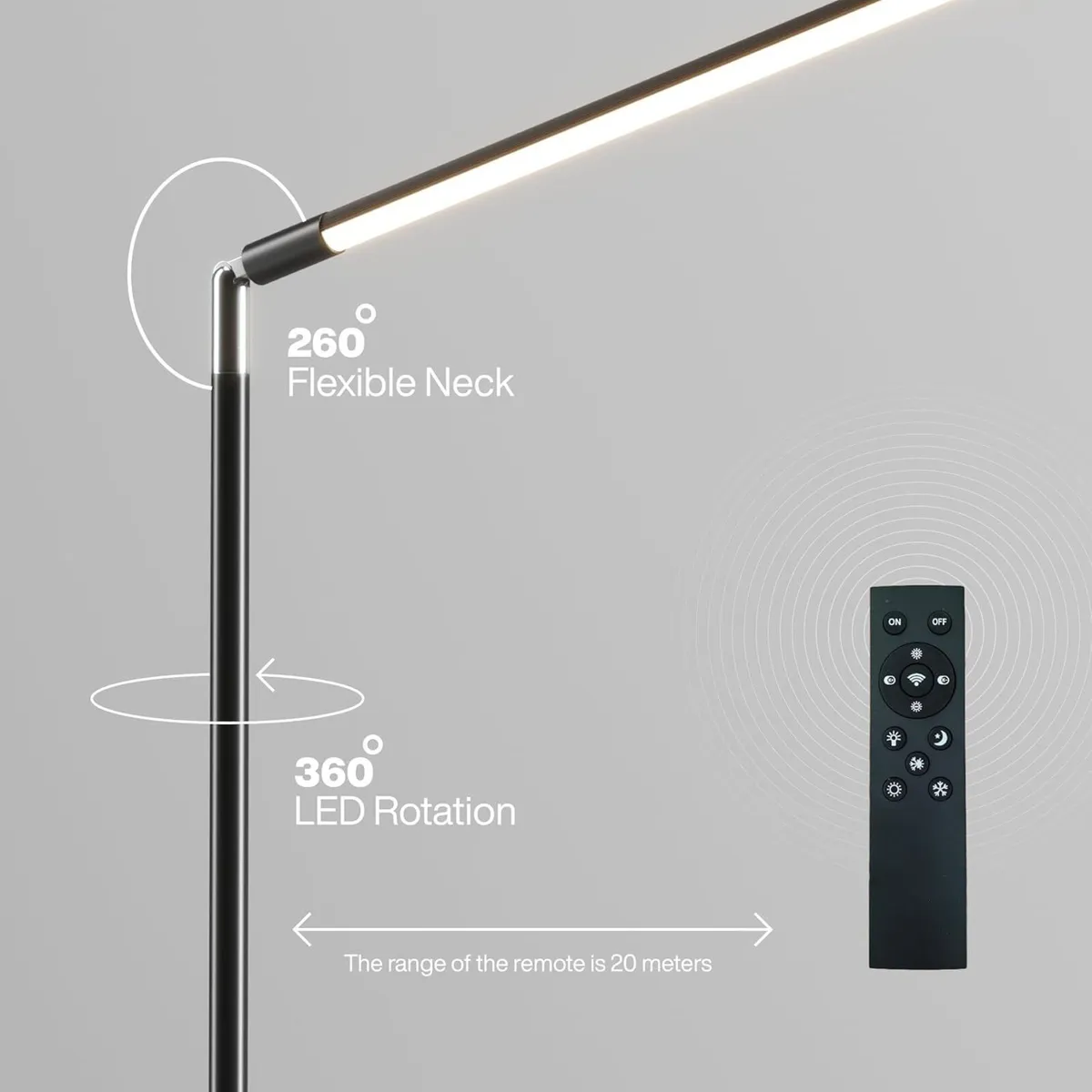 LED Floor Lamp Dimmable Standing with Remote - Image 2