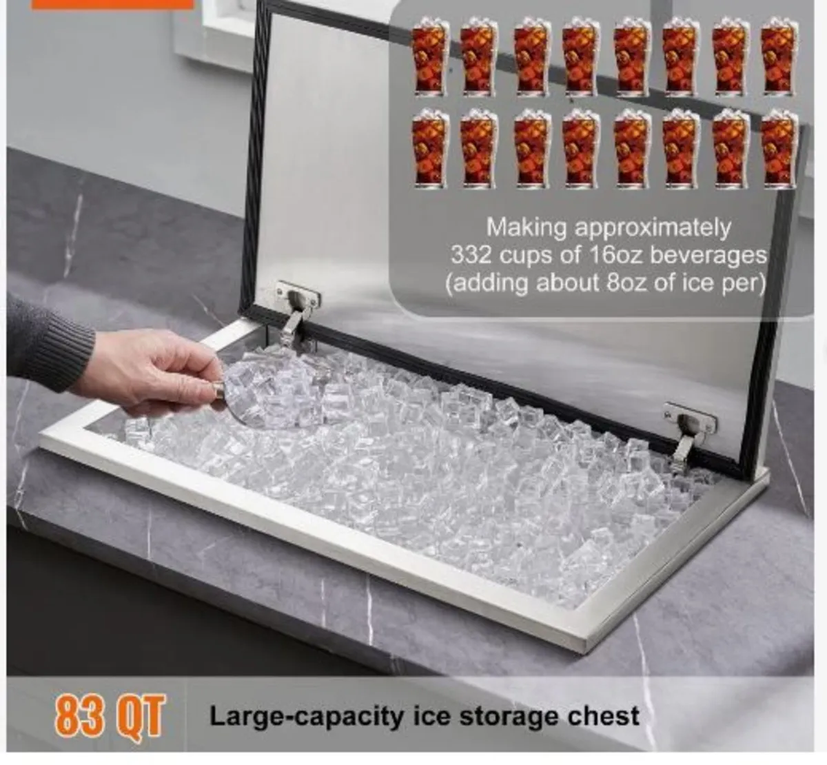 Drop in Ice Chest, 24"L x 20"W x 15"H Stainless - Image 2