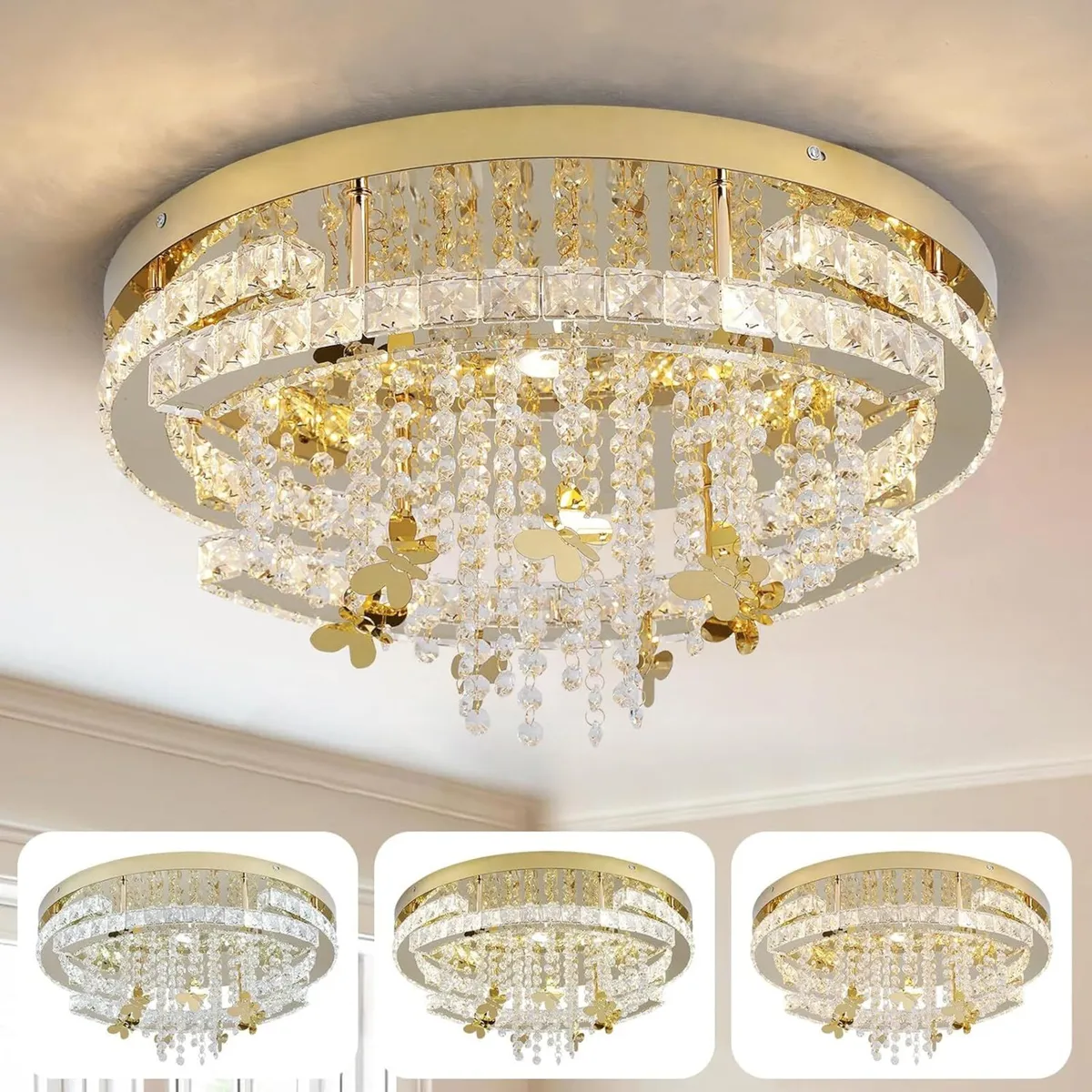 Modern Crystal Chandeliers Large Gold Ceiling - Image 1