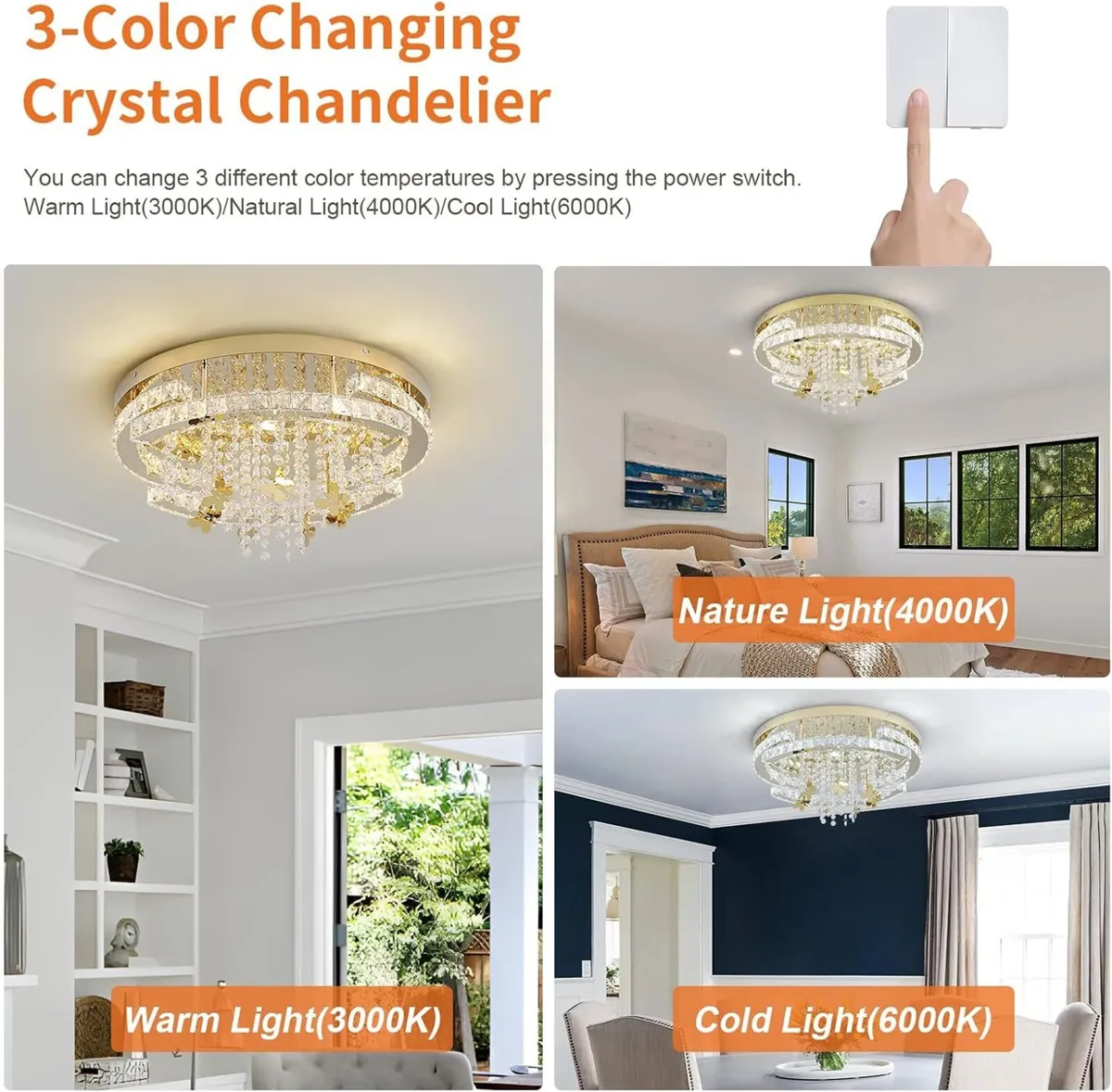 Modern Crystal Chandeliers Large Gold Ceiling - Image 2