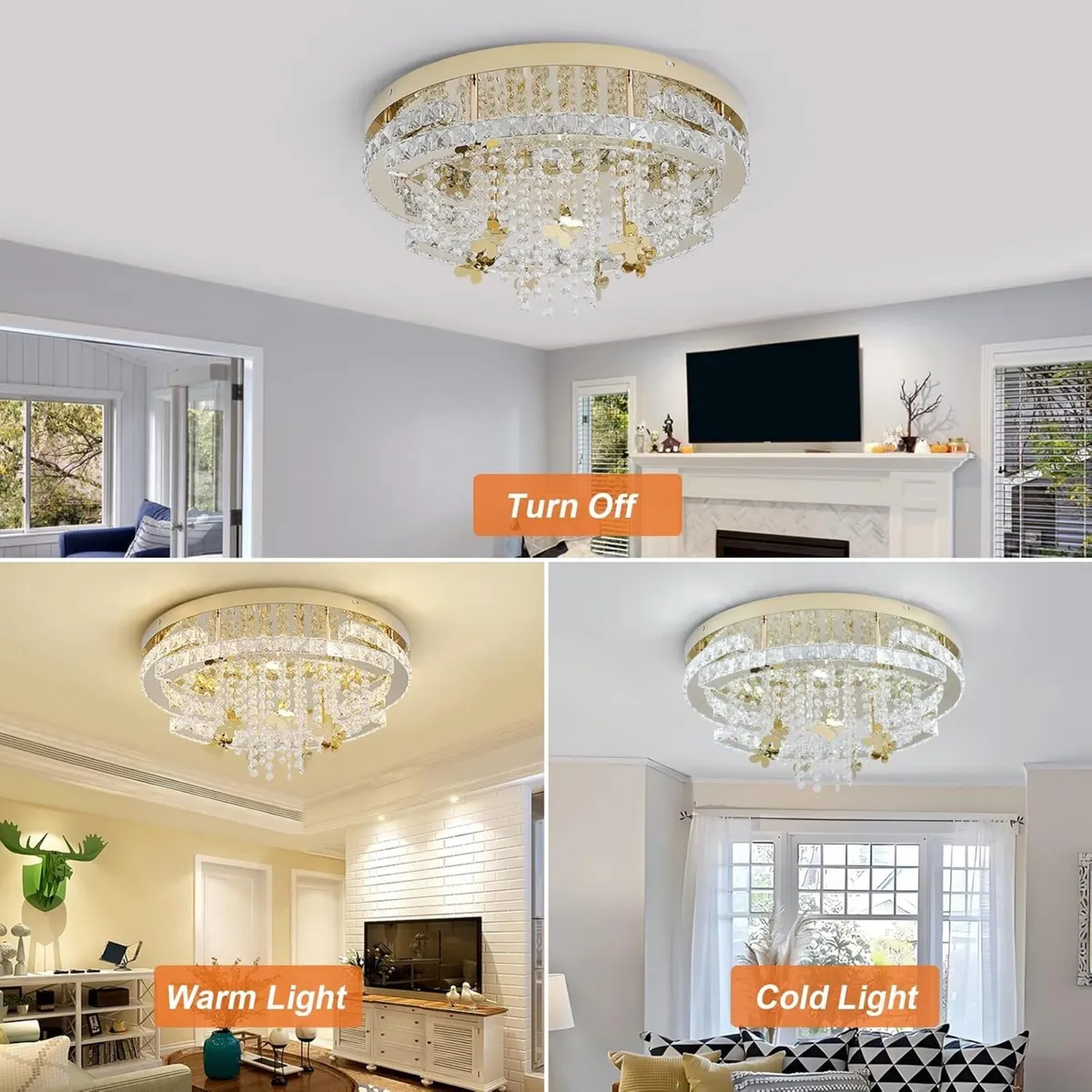 Modern Crystal Chandeliers Large Gold Ceiling - Image 4
