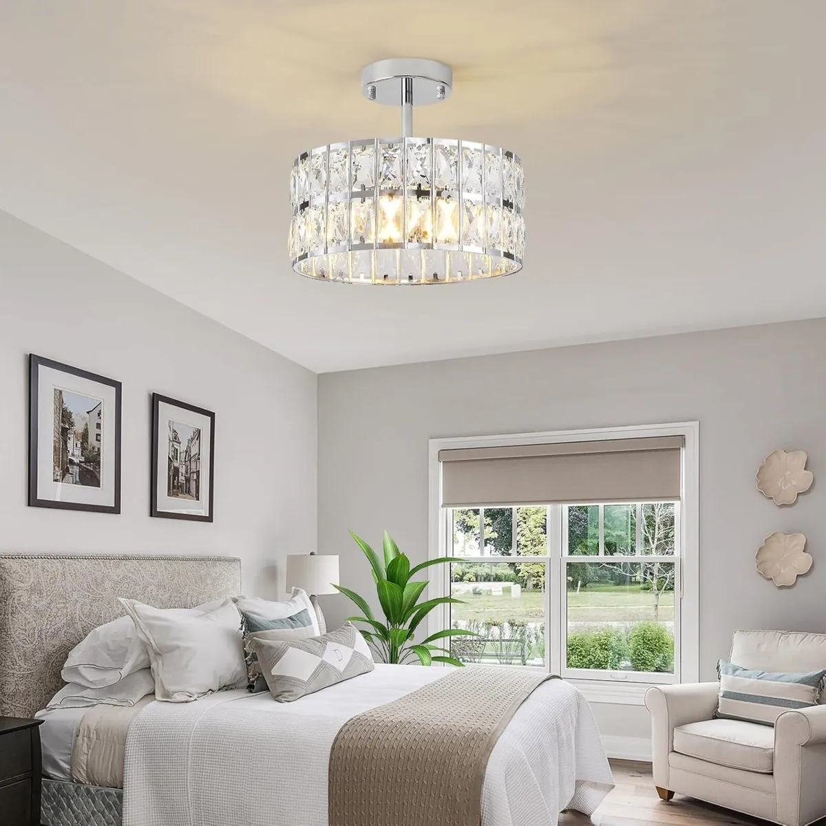 Chrome Crystal ChandeliersModern Semi Flush Mount - Image 2
