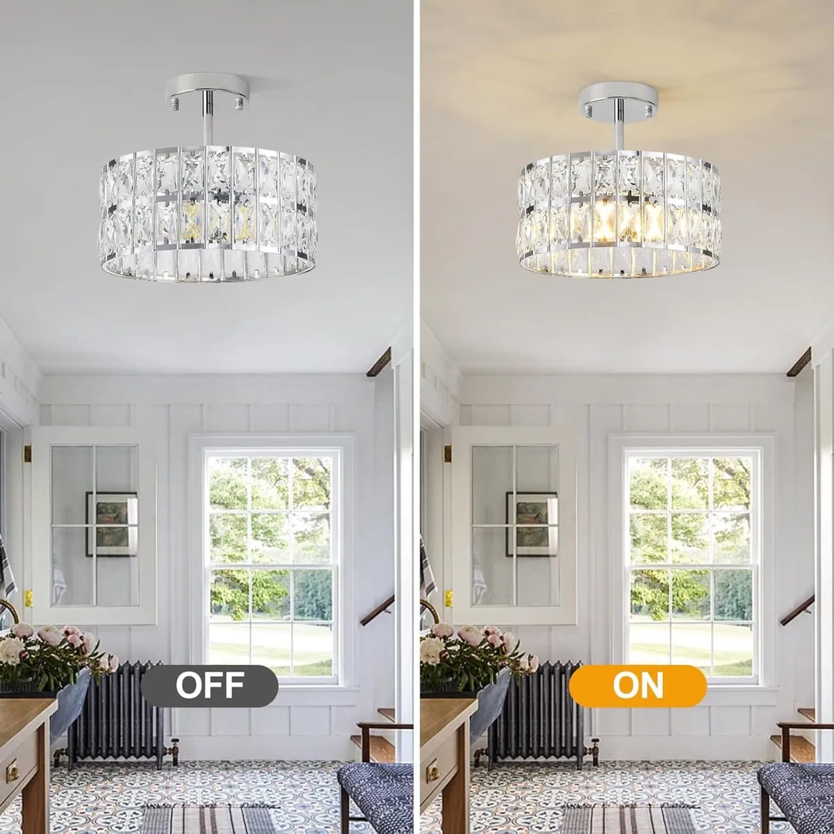Chrome Crystal ChandeliersModern Semi Flush Mount - Image 3