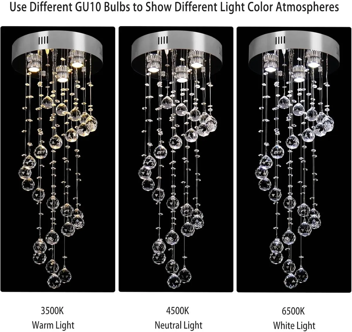 Spiral Flush Mount Ceiling Light Modern Raindrop - Image 2