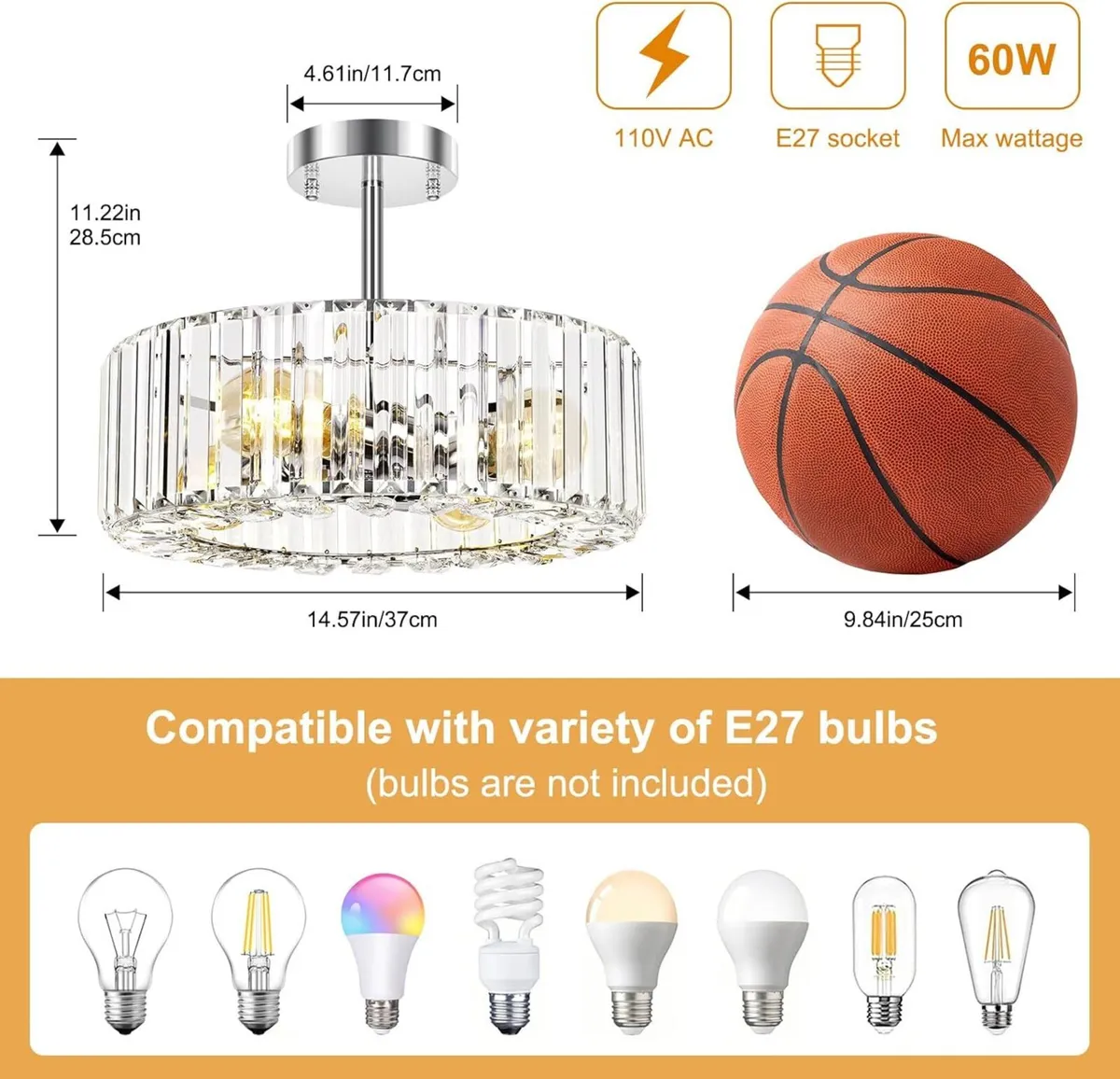 Modern Crystal Ceiling Lights Fixture 4-Lights - Image 2