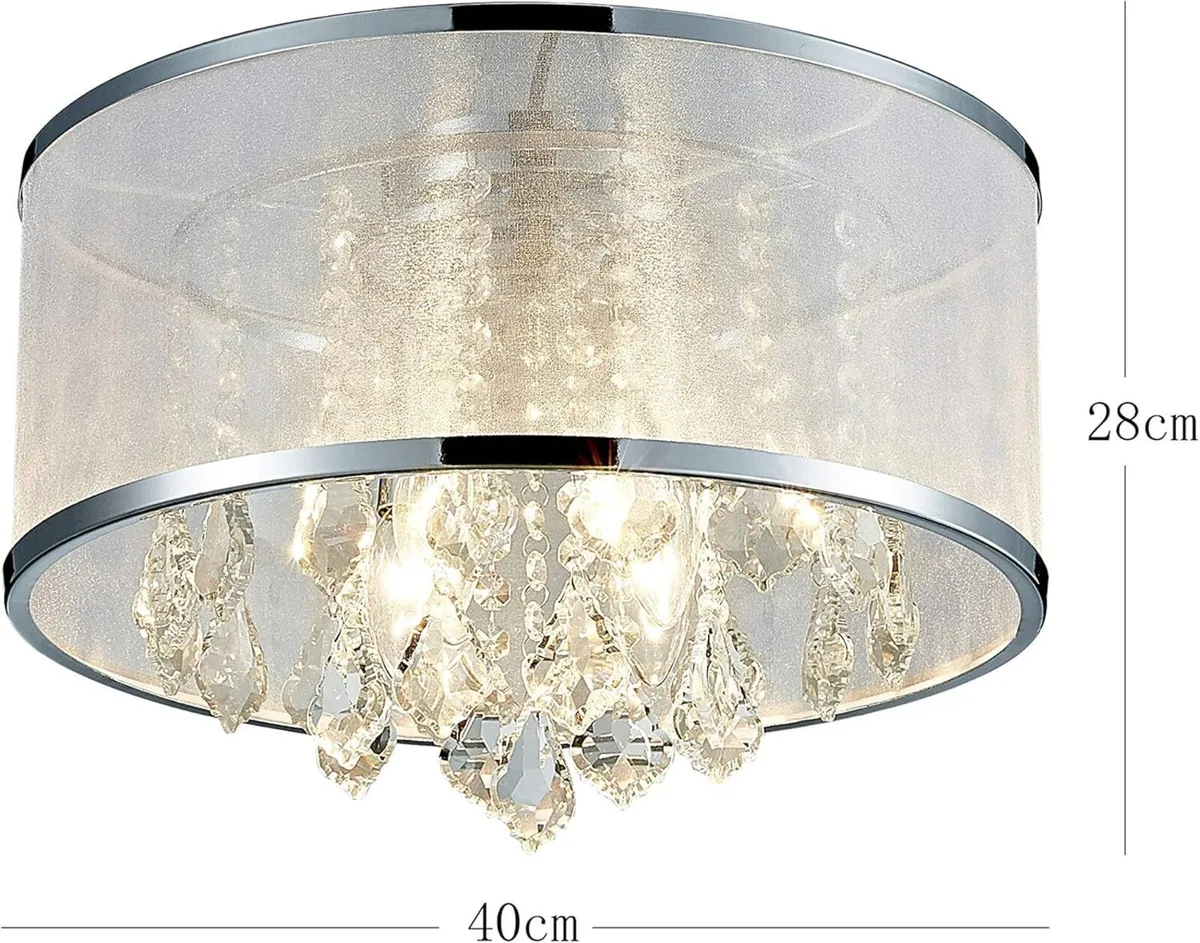 Modern Crystal Drum Chandelier Lighting Flush - Image 2