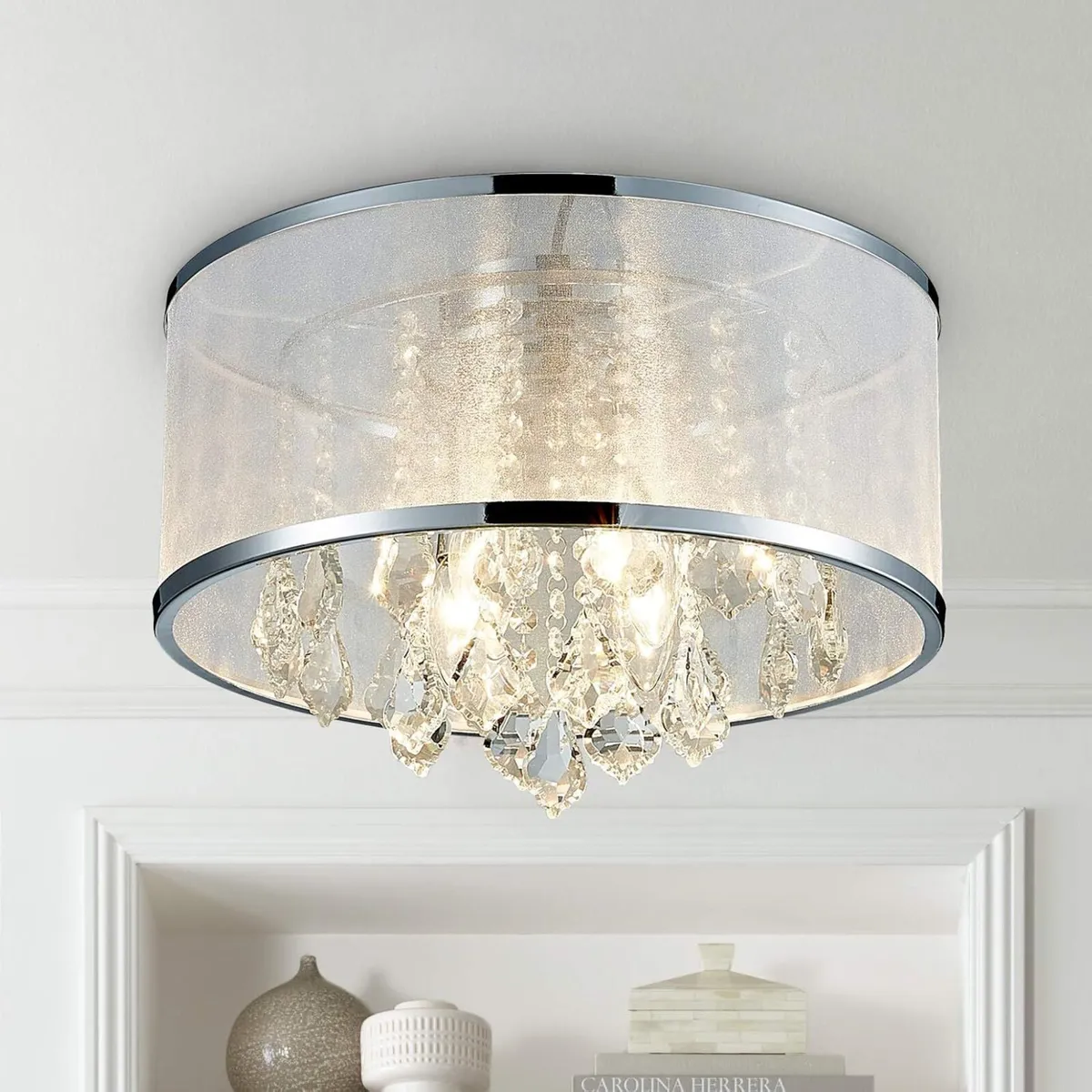 Modern Crystal Drum Chandelier Lighting Flush - Image 3