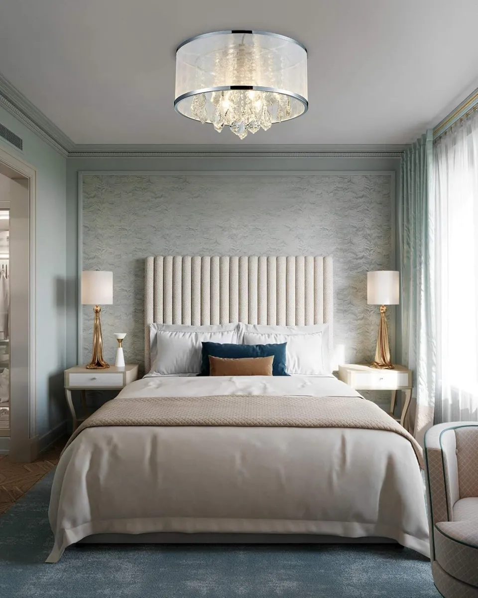 Modern Crystal Drum Chandelier Lighting Flush - Image 4