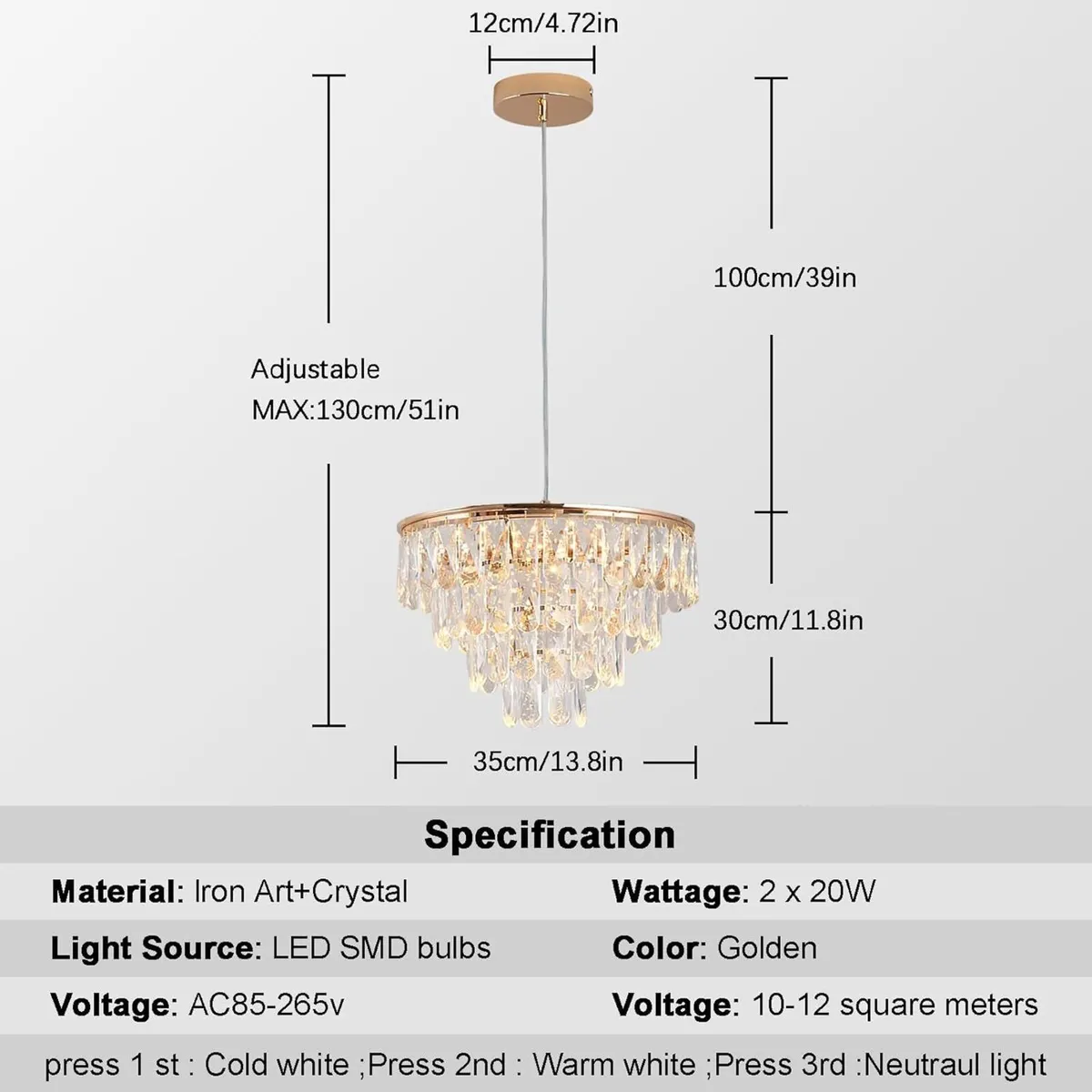 Crystal Led Ceiling Light Modern Chandelier - Image 2